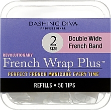 Парфумерія, косметика Тіпси широкі - Dashing Diva French Wrap Plus Double Wide White 50 Tips (Size - 2)