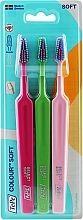 Набір зубних щіток, 3 шт., рожева+салатова+світло-рожева - TePe Colour Soft — фото N2