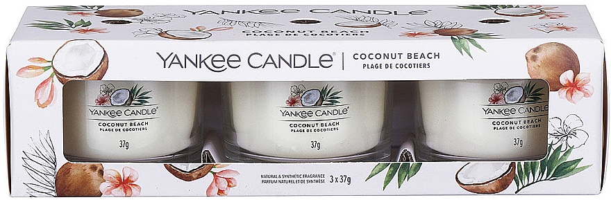 Набір ароматичних свічок "Кокосовий пляж" - Yankee Candle Coconut Beach (candle/3x37g) — фото N1