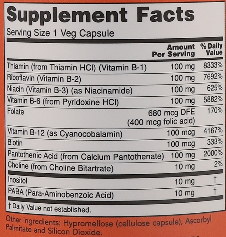 Витамин В-100 - Now Foods Vitamin B-100 Veg Capsules — фото N4