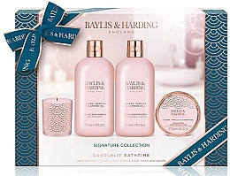 Набір - Baylis & Harding Signature Collection Jojoba, Vanilla & Almond Oil (sh/cr/300ml + h/b/lot/50ml + b/bubble/300ml + candle/60g) — фото N1