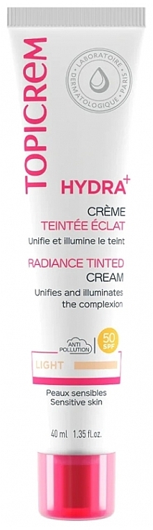 Тональний крем з ефектом сяяння - Topicrem Hydra+ Radiance Tinted Cream SPF 50 — фото N1