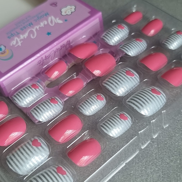 Накладные ногти для детей "Розовое сердечко", 968 - Deni Carte Magic Miss Tips — фото N3
