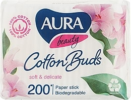 Парфумерія, косметика Ватні палички в поліетиленовому пакеті, 200 шт. - Aura Beauty Cotton Buds