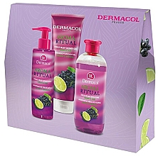 Набор - Dermacol Aroma Ritual Grap & Lime (sh/gel/250ml + soap/250ml + bath/foam/500ml) — фото N1