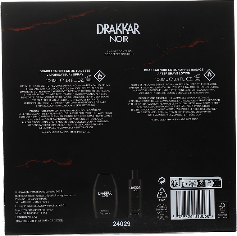 Guy Laroche Drakkar Noir - Набор (edt/100ml + a/sh/lot/100ml) — фото N2