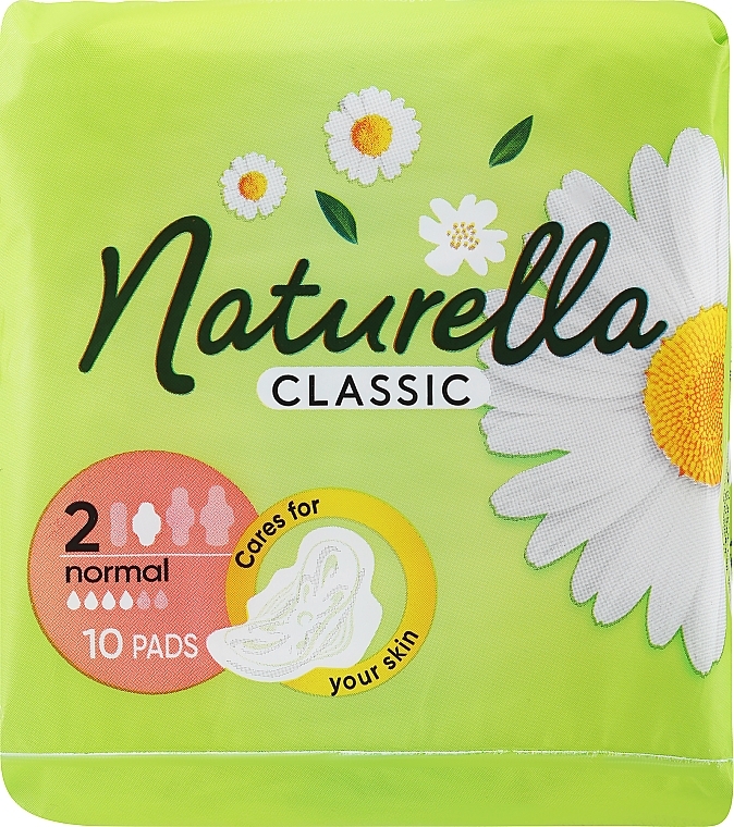 Гигиенические прокладки с крылышками, 10шт - Naturella Classic Camomile Normal, Derma-Cream — фото N3