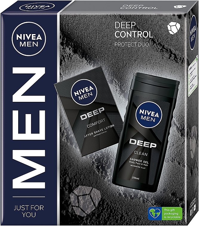 Набор мужской - NIVEA MEN Deep Control 2023 (sh/lot/100ml + sh/gel/250ml) — фото N1
