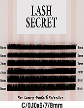 Накладные ресницы, черные, микс, 6 линий (0.1, C, (6,7,8)) - Lash Secret — фото N1