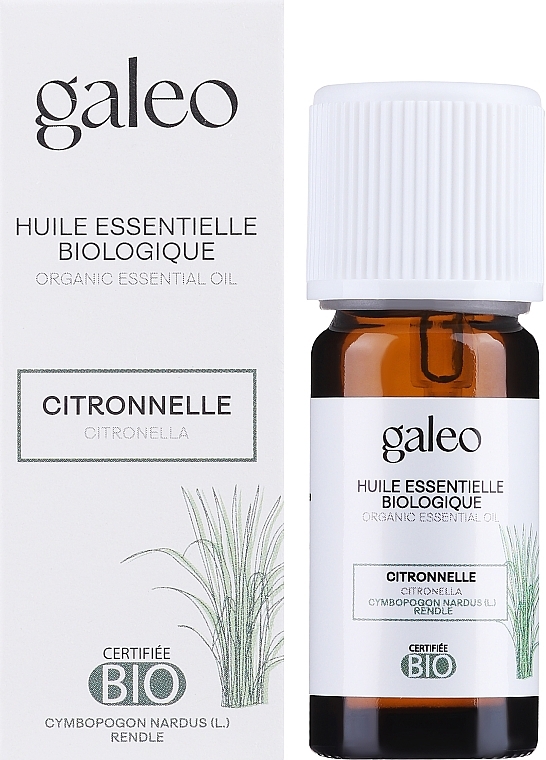 Органическое эфирное масло цитронеллы - Galeo Organic Essential Oil Citronella — фото N2