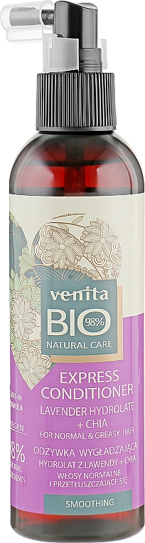 Експрес-кондиціонер для нормального і жирного волосся - Venita Bio Natural Lavender Hydrolate & Chia Express Conditioner