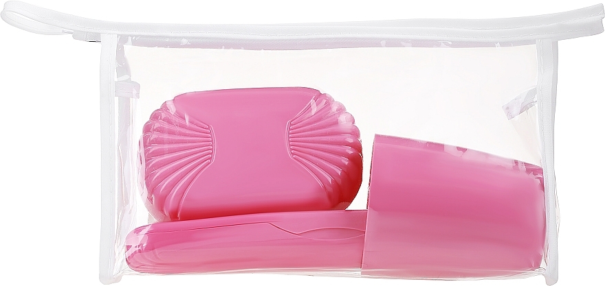 Набір аксесуарів для подорожей, 9819, рожевий, біла косметичка - Donegal — фото N1
