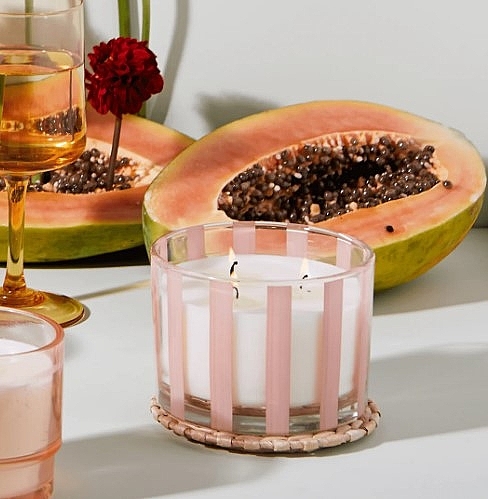 Ароматична свічка у склянці, 3 ґноти - Paddywax Al Fresco Striped Glass Candle Pepper & Plum — фото N2