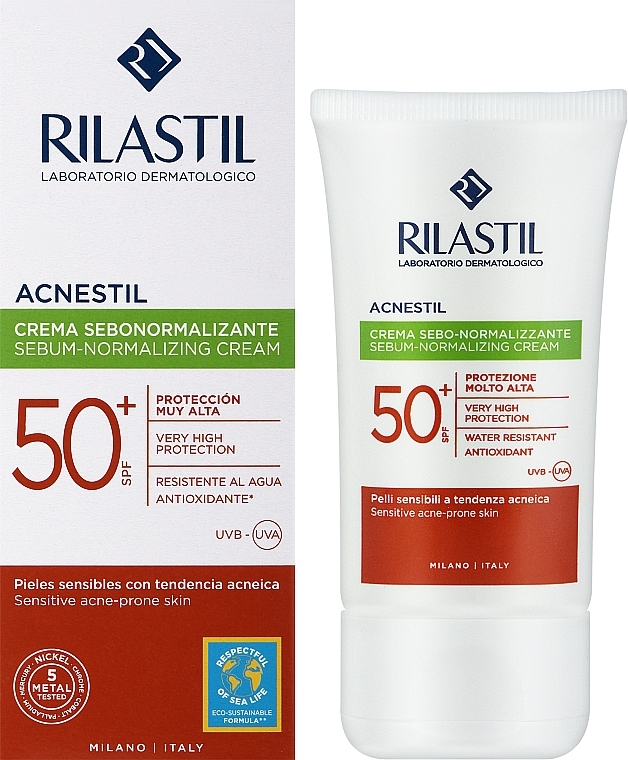 Сонцезахисний крем для шкіри сильної до акне з SPF 50+ - Rilastil Sun System Spf50+ Acnestil — фото N2