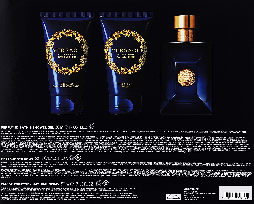 Versace Dylan Blue Pour Homme Gift Box - Набір (sh/gel/50ml + aftershave balm/50ml + edt/50ml) — фото N3