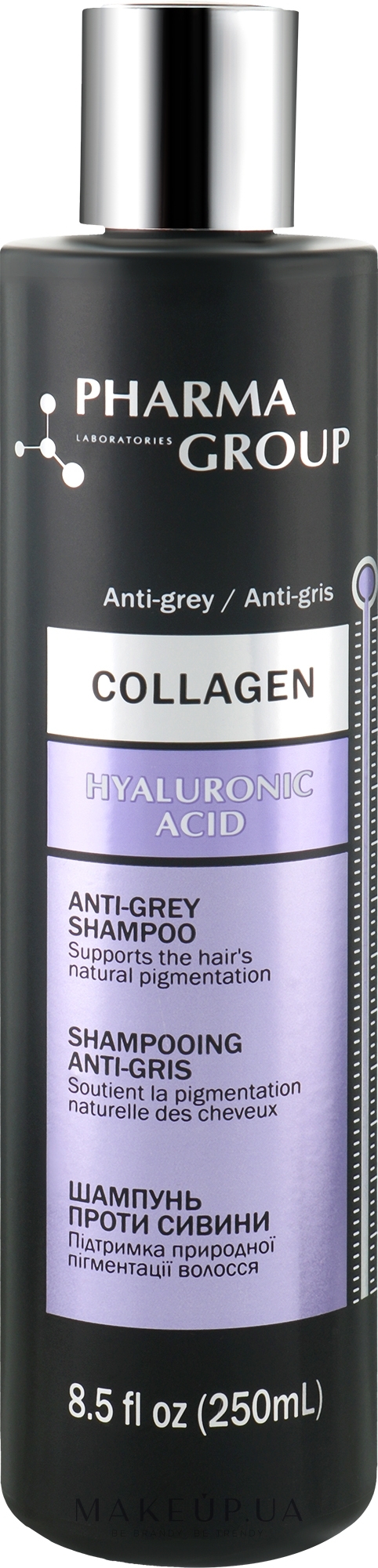 Шампунь для сивого волосся - Pharma Group Laboratories Collagen & Hyaluronic Acid Anti-Grey Shampoo — фото 250ml