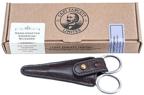 Ножиці для підстригання вусів та бороди зі шкіряним чохлом - Captain Fawcett Grooming Scissors With Leather Pouch — фото N3