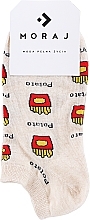Бавовняні жіночі шкарпетки "Fast-Food", бежеві, картопля фрі - Moraj — фото N1