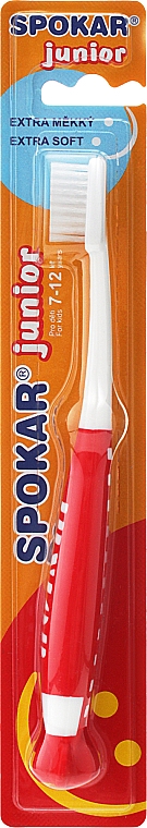 Зубная щетка "J", детская от 7 до 12 лет, экстрамягкая, с красной ракеткой - Spokar J — фото N1