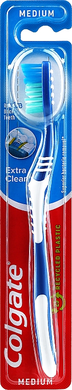 Зубна щітка середньої жорсткості "Extra Clean", синя - Colgate Extra Clean Medium — фото N1
