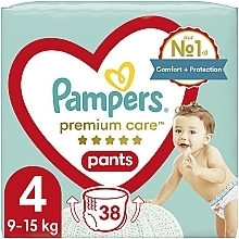 Подгузники-трусики Premium Care Pants Maxi 4 (9-15 кг), 38 шт - Pampers — фото N1
