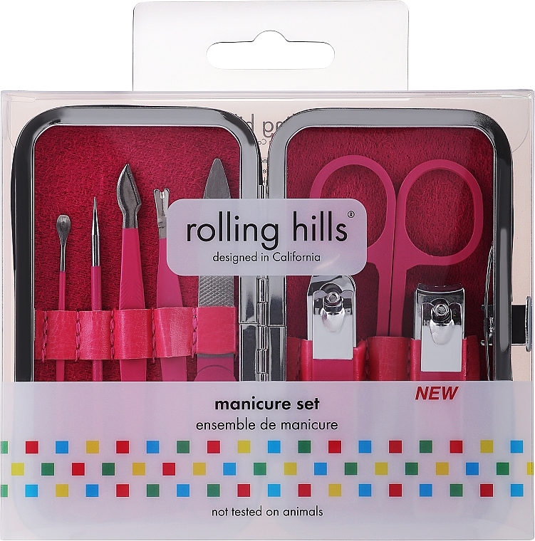 Маникюрный набор, 8 предметов, розовый - Rolling Hills Manicure Set  — фото N1