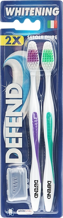 Зубные щетки, 2 шт., фиолетовая + бирюзовая - Defend Whitening Toothbrush — фото N1