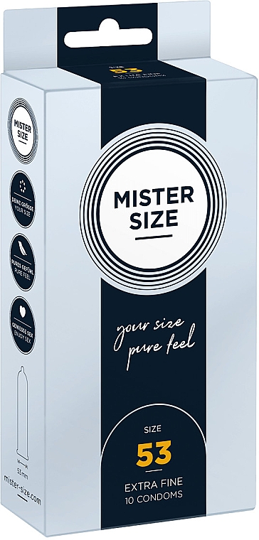 Презервативи латексні, розмір 53, 10 шт. - Mister Size Extra Fine Condoms — фото N1