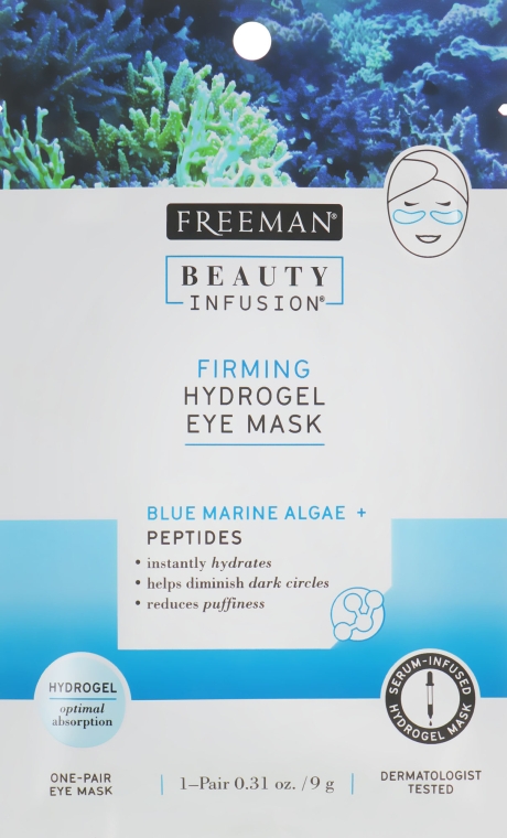 Маска-гідрогель для шкіри навколо очей "Сині морські водорості і пептиди" - Freeman Beauty Infusion Firming Hydrogel Eye Mask — фото N1