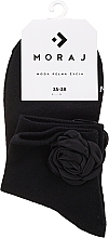 Шкарпетки жіночі з квіткою Glamour, чорні - Moraj — фото N1