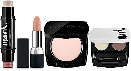 Духи, Парфюмерия, косметика УЦЕНКА Набор - Avon True VS Mark (powder/8g + blush/highl/8g + brow/set/4g + lipstick/3.5g) *