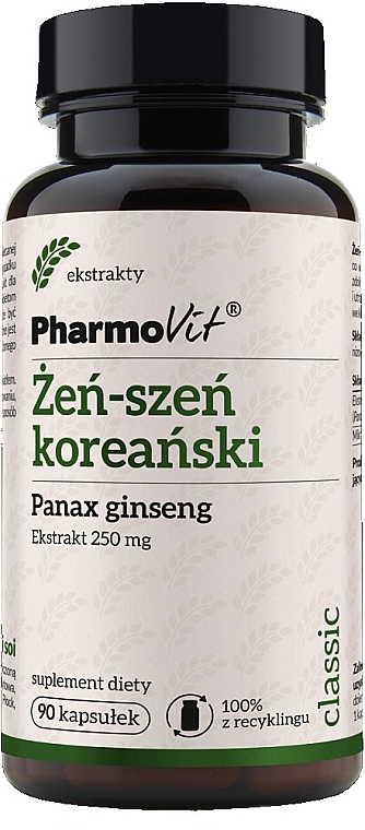 Диетическая добавка "Корейский женьшень", 250 мг - Pharmovit Classic Panax Ginseng — фото N1