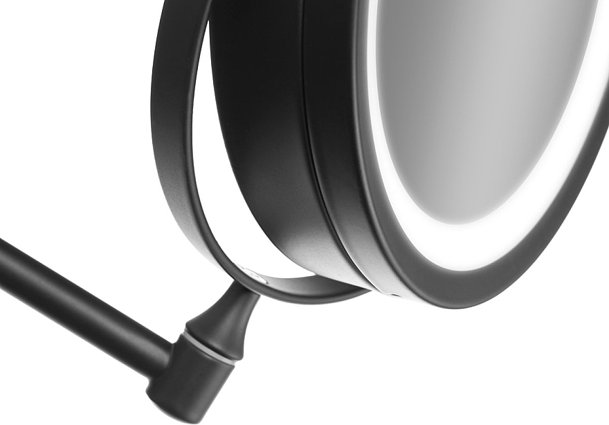 Дзеркало зі світлодіодним підсвічуванням і 10-кратним збільшенням - Gillian Jones LED Double Sided Wall Mirror In Black With x 10 m — фото N3