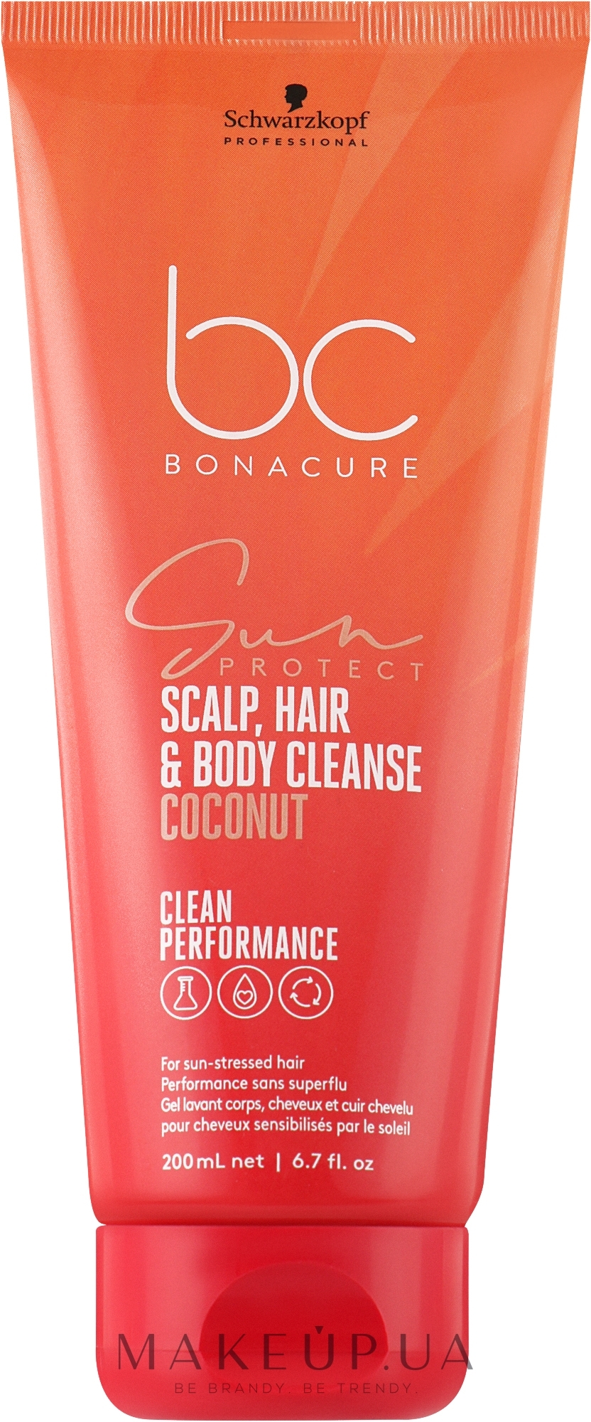 Шампунь для шкіри голови, волосся та тіла - Schwarzkopf Professional Bonacure Sun Protect 3-In-1 Scalp, Hair & Body Cleanse Coconut — фото 200ml