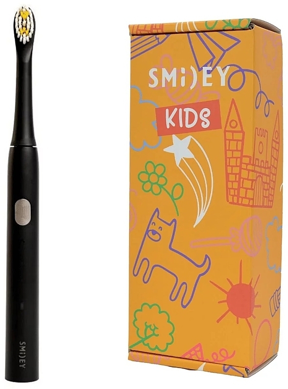 Детская электрическая звуковая зубная щетка, черная - Smiley Light Kids — фото N1