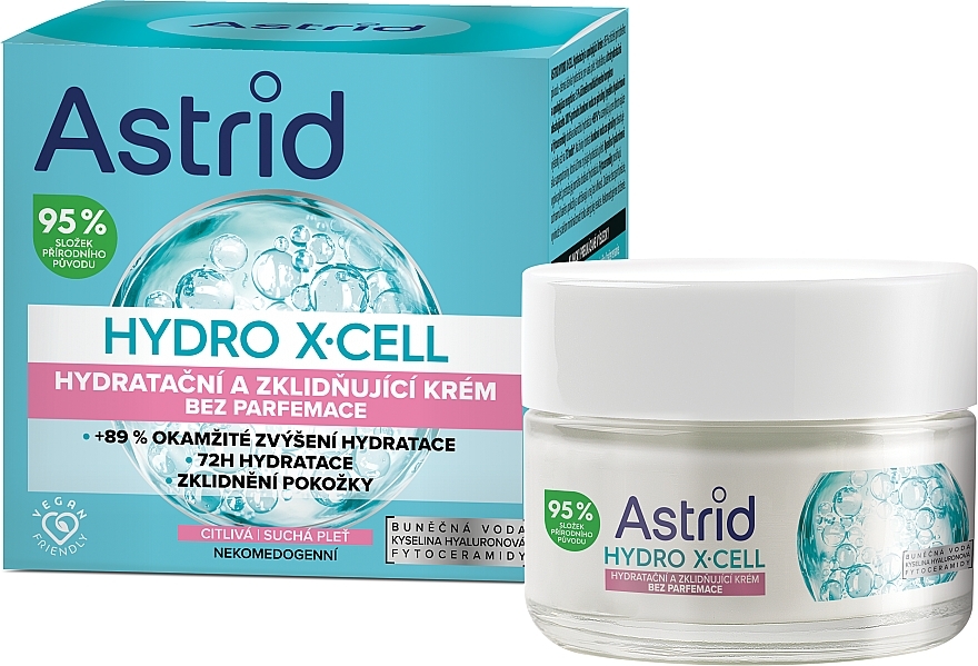 Увлажняющий и успокаивающий крем для лица - Astrid Hydro X-Cell Moisturizing & Soothing Cream Fragrance Free — фото N1