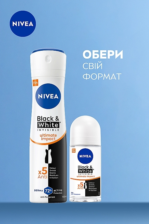 Aнтиперспірант "Чорне та Біле невидимий", кульковий - NIVEA Black & White Invisible Ultimate Impact Anti-Transpirant — фото N6