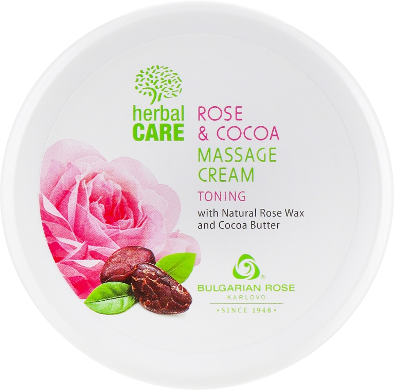 Масажний крем з тонувальним ефектом - Bulgarian Rose Herbal Care Rose & Cococa Massage Cream — фото N1