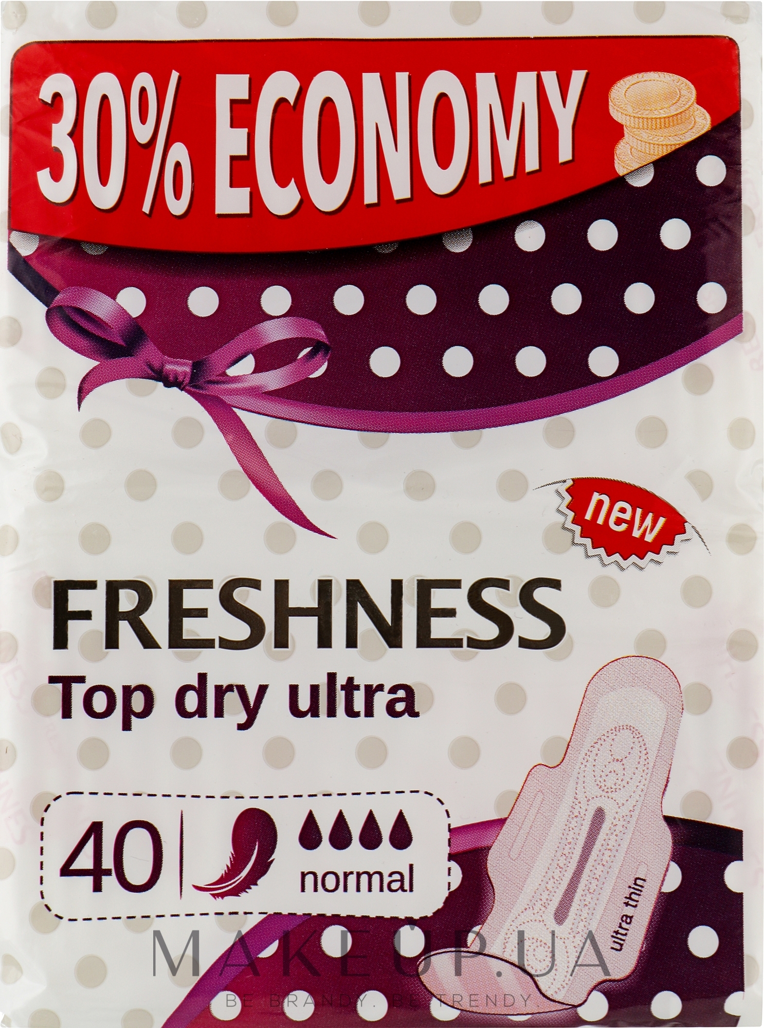 Гігієнічні прокладки, 40 шт. - Freshness Top Dry Ultra Silk Normal — фото 40шт