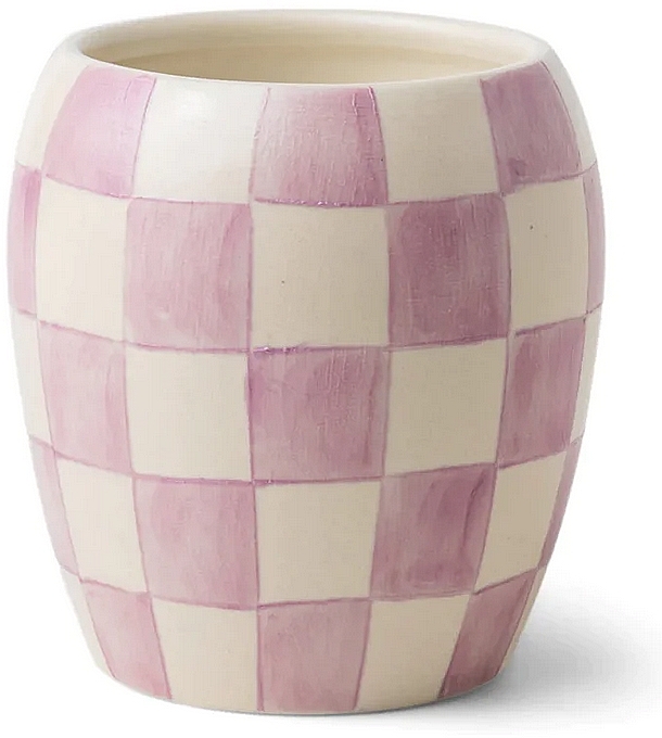 Ароматична свічка "Лаванда та мімоза", лілова - Paddywax Checkered Porcelain Candle Lilac Lavender Mimosa — фото N1