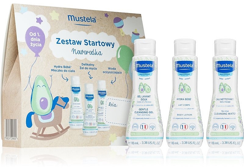 Набор - Mustela Starting Set (cleansing/gel/100ml + b/lot/100ml + cleansing/water/100ml) — фото N1