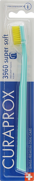 Зубная щетка CS 3960 "Super Soft", D 0,12 мм, бирюзовая, желтая щетина - Curaprox