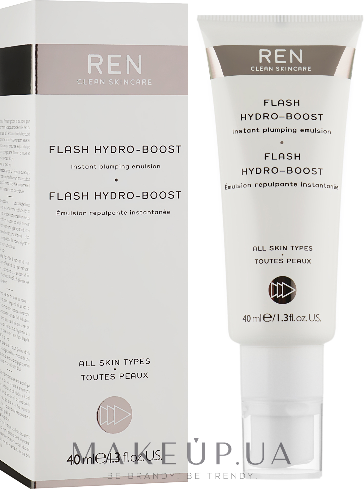 Зволожувальна емульсія для обличчя - Ren Flash Hydro-Boost Instant Plumping Emulsion — фото 40ml