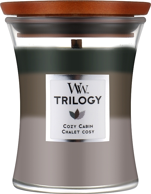 Ароматическая свеча в стакане - WoodWick Hourglass Trilogy Candle Cozy Cabin — фото N1