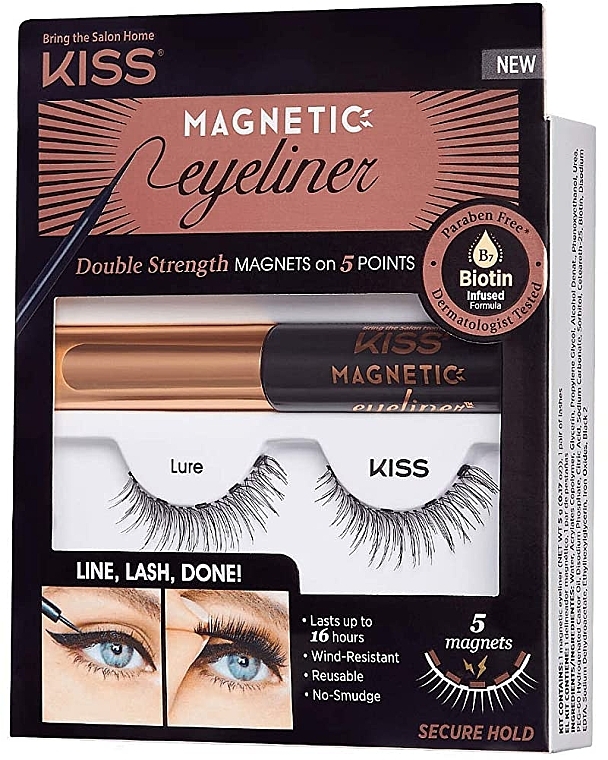 Набір - Kiss Magnetic Eyeliner & Lash Kit Lure (eyeliner/5g + lashes) — фото N1