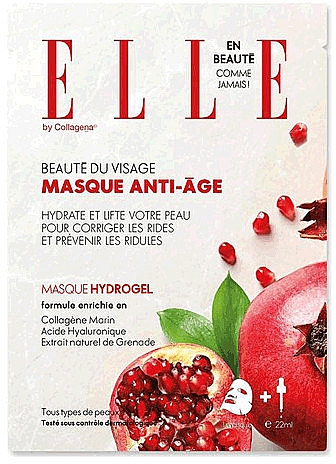 Антивозрастная маска для лица с экстрактом граната - Collagena Paris Elle Pomegranate Anti-Aging Hydrogel Mask — фото N1