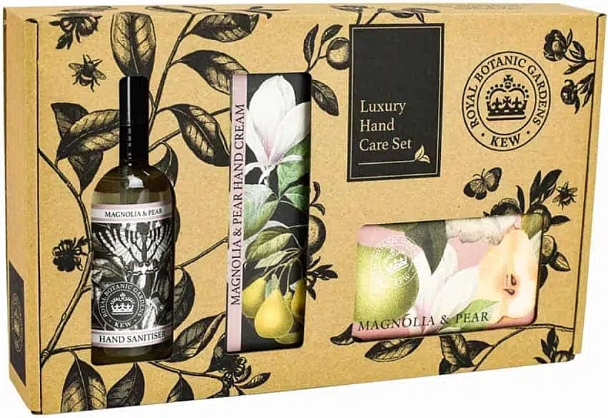 Набір - The English Soap Company Kew Gardens Magnolia & Pear Hand Care Gift Box (soap/240g + h/cr/75ml + san/100ml) — фото N1