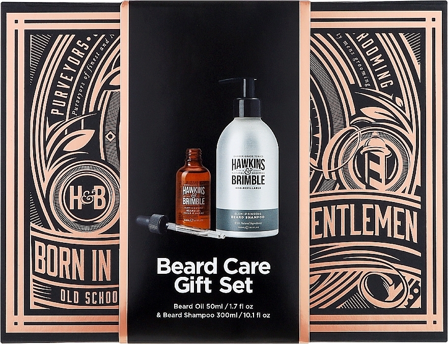 Подарочный набор для бороды - Hawkins & Brimble Beard Gift Box (beard/shm/300ml + oil/50ml) — фото N1