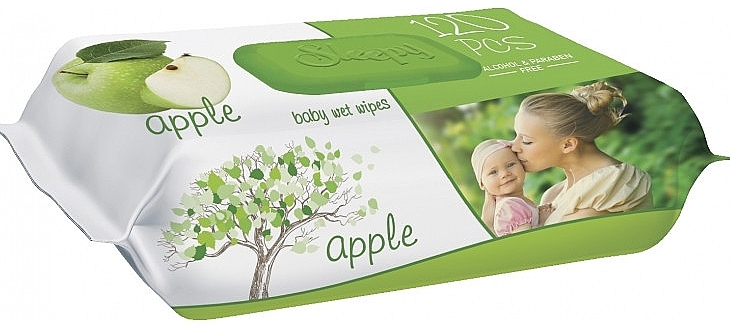 Влажные салфетки "Яблоко", 120 шт. - Sleepy Apple Wet Wipes — фото N1