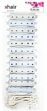 Бигуди-коклюшки для холодной завивки, длина 7 см, d13 мм, серо-голубые, 12 шт - Xhair — фото N1